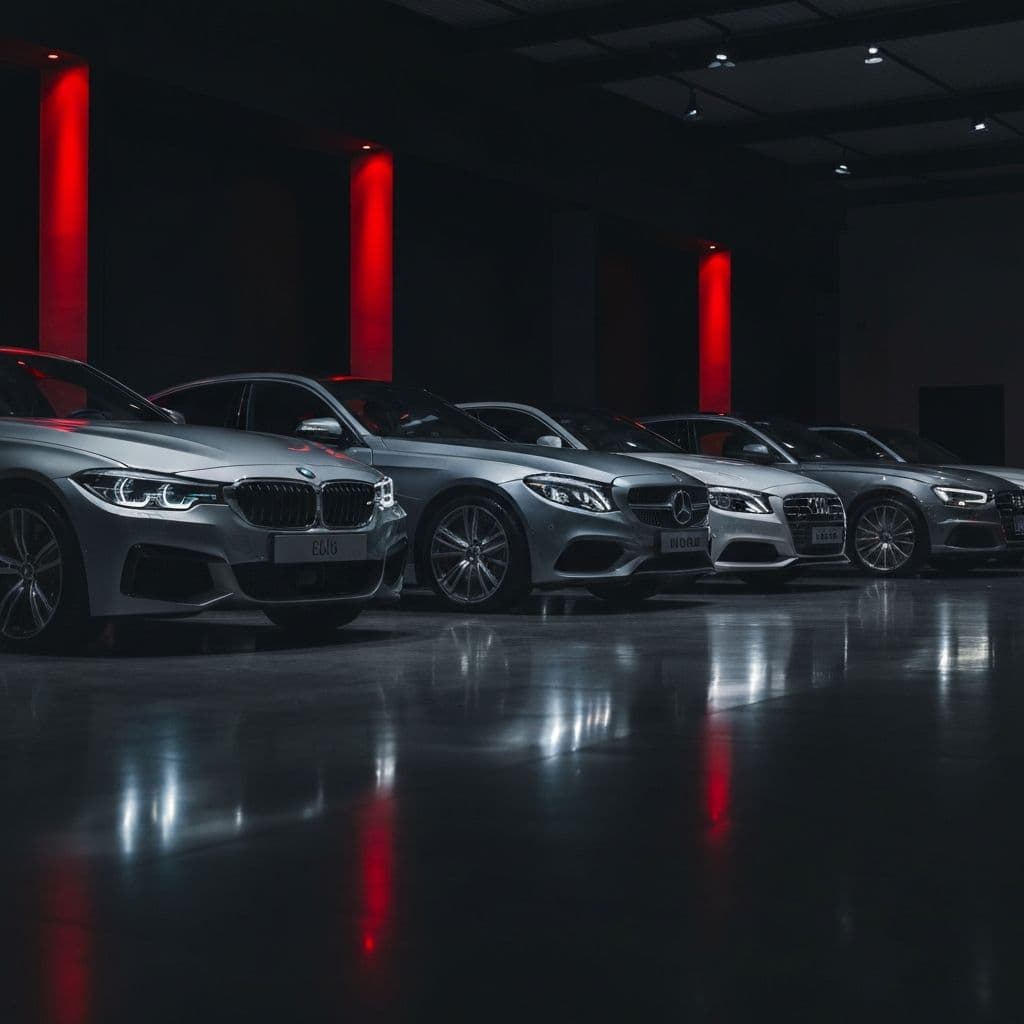 Premium vehicles in showroom